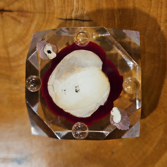 Red Rose Resin Paperweight Art Block Vintage Square - Picture 8 of 10